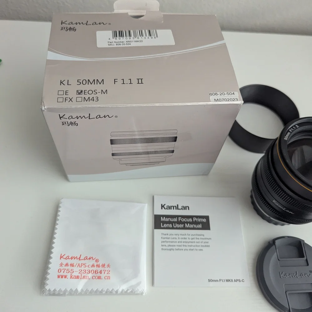 KamLan 50mm F1.1 II Lens w/ Manual Focus - Canon Mirrorless M EF-M